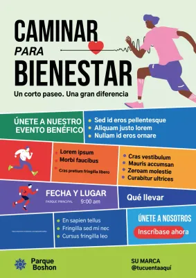 Cartel moderno y colorido para anunciar un evento benéfico