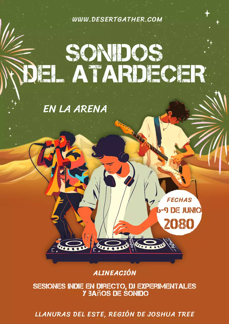 Cartel del concierto de música para el festival regional de verano al aire libre