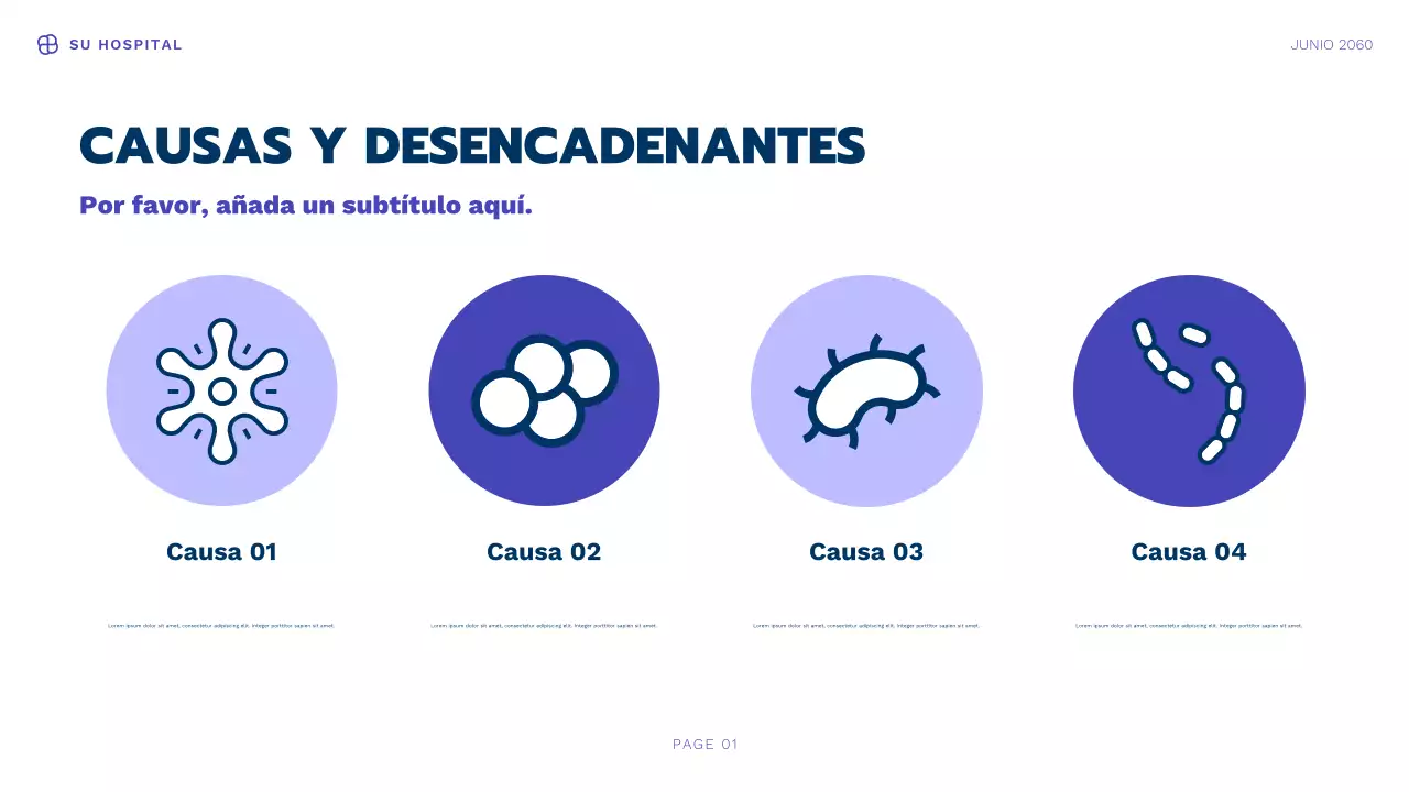 Presentación de información sobre salud moderna de Blue