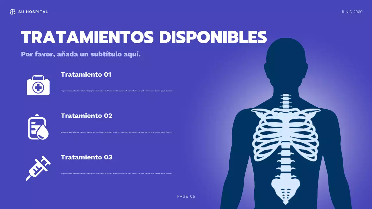 Presentación de información sobre salud moderna de Blue