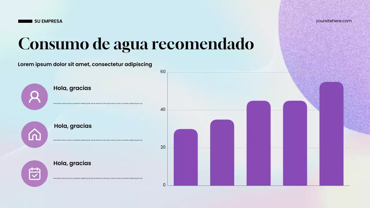 Presentación del agua moderna azul