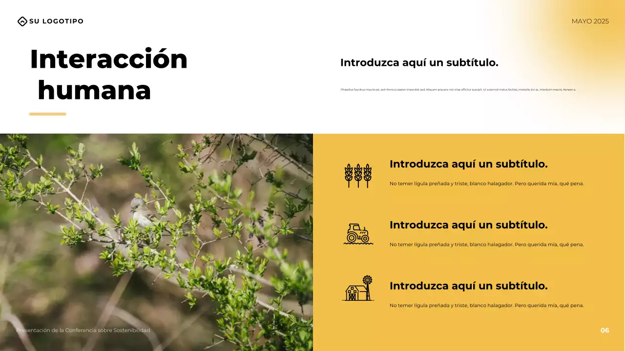 Presentación de la conferencia empresarial moderna amarilla