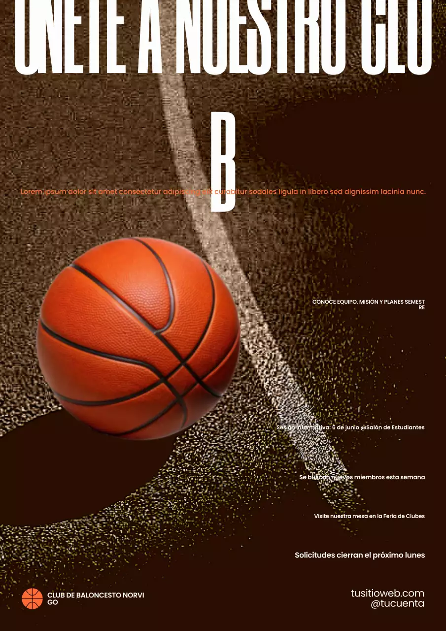 Póster de reclutamiento del equipo de baloncesto moderno de Brown