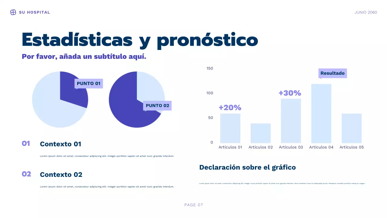 Presentación de información sobre salud moderna de Blue