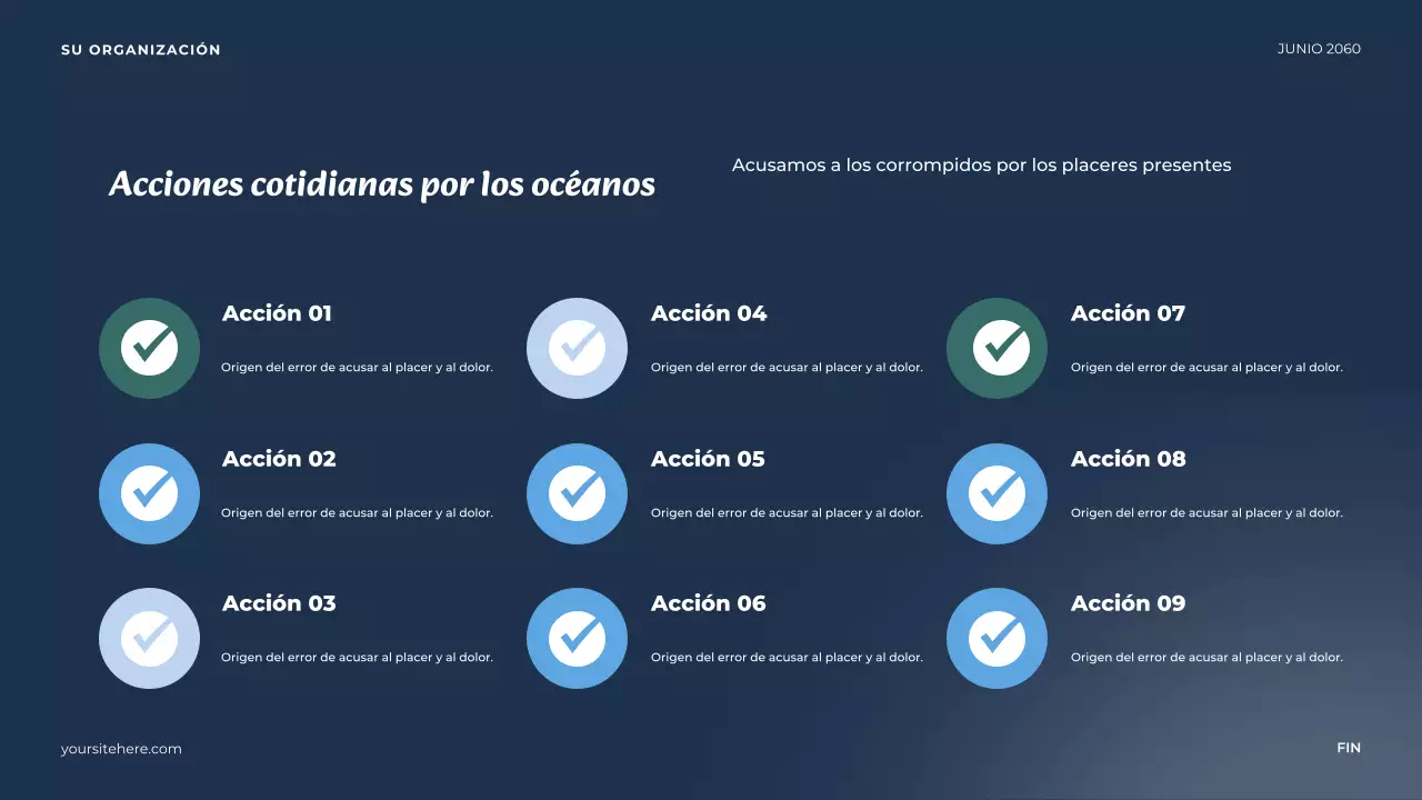 Presentación del océano minimalista azul