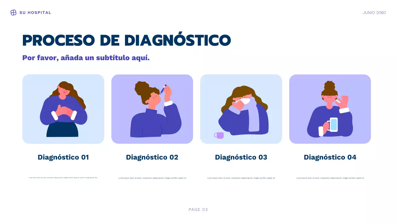 Presentación de información sobre salud moderna de Blue