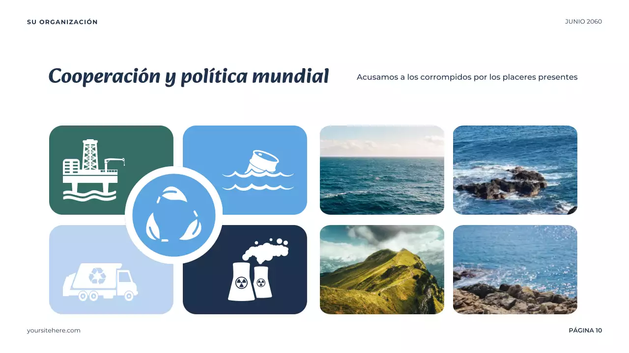 Presentación del océano minimalista azul