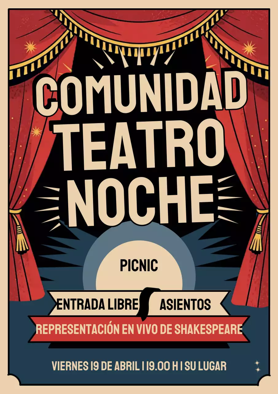 Cartel de evento de teatro vintage rojo
