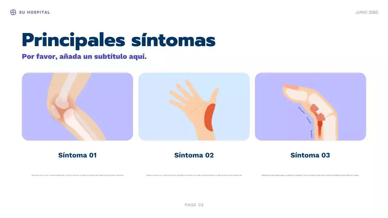 Presentación de información sobre salud moderna de Blue