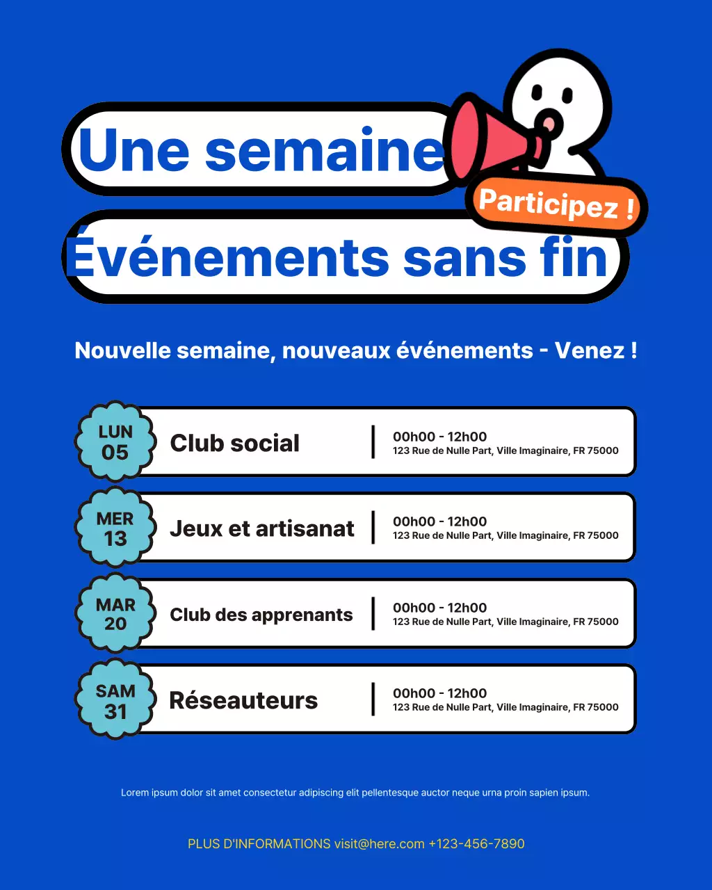 Publication Instagram d'annonce de l'événement Blue Modern