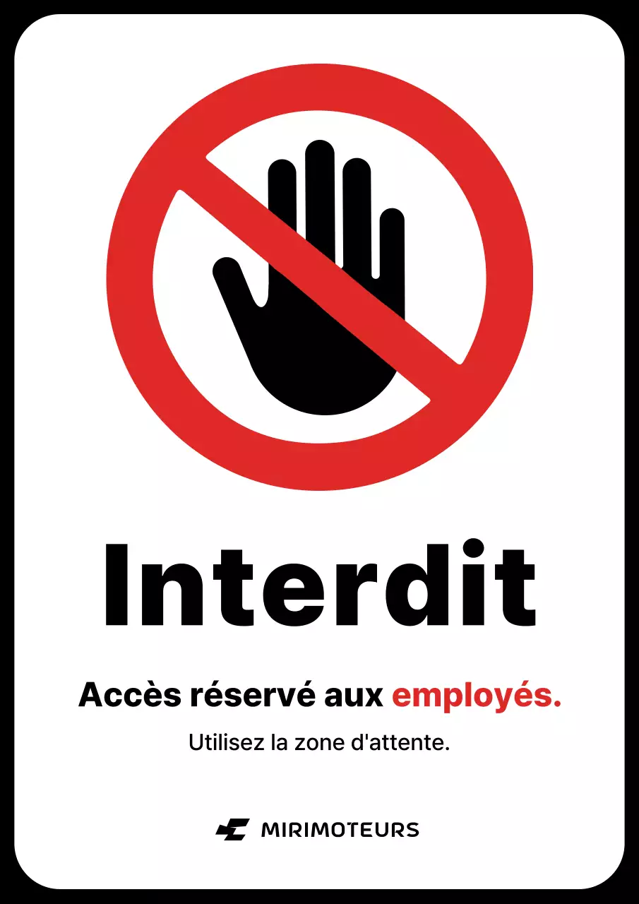 Avis d'interdiction d'accès à l'atelier de réparation automobile Black and Red