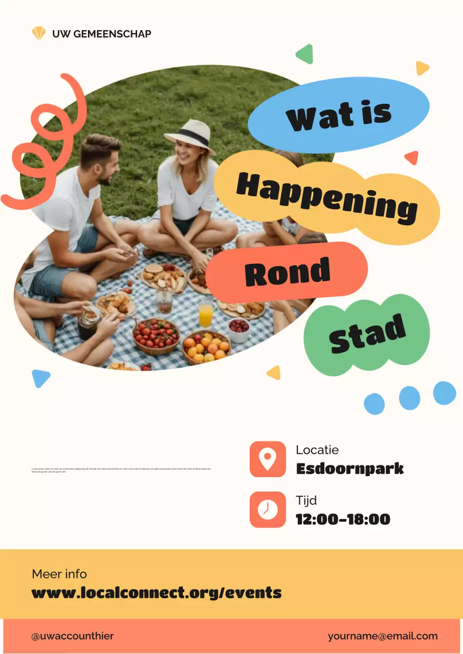 Kleurrijke moderne aankondigingsposter voor gemeenschapsevenementen