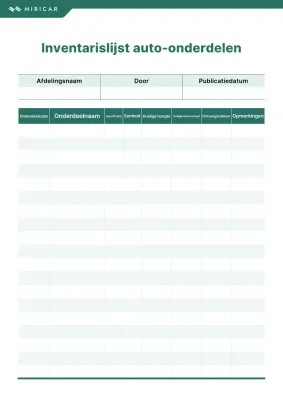 Informatie over de voorraad groene en muntkleurige minimalistische auto-onderdelen