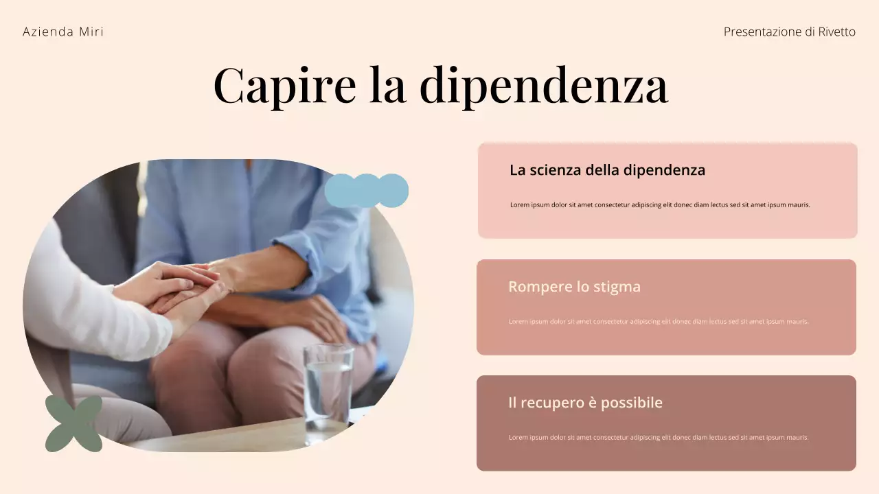 Presentazione del centro di trattamento per l'abuso di sostanze Cream and Green