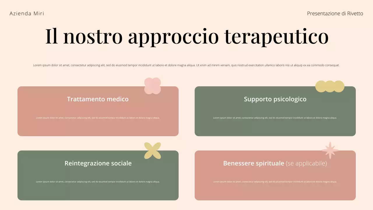 Presentazione del centro di trattamento per l'abuso di sostanze Cream and Green