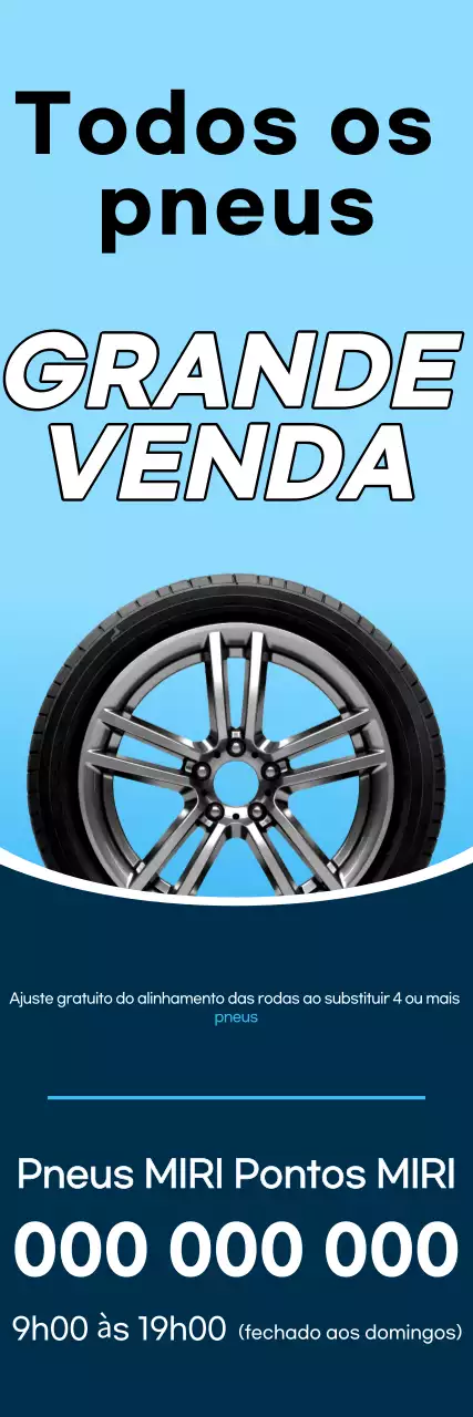 Anúncio de venda de pneus limpos azuis e marinho