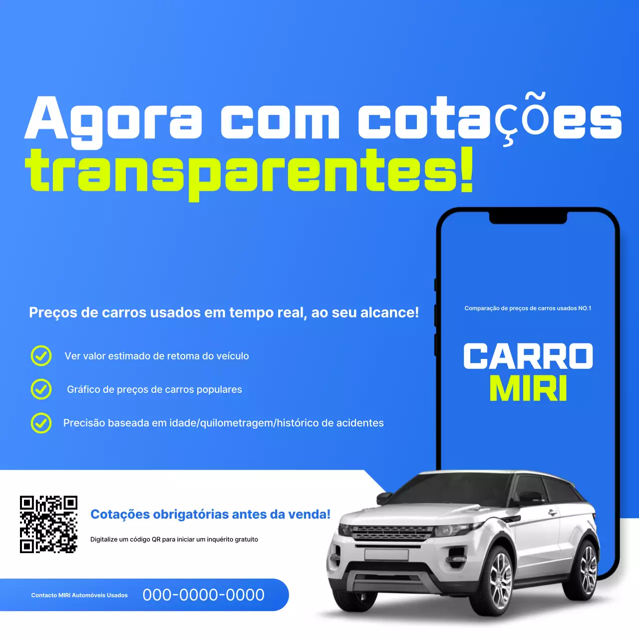 Anúncio de carro usado moderno azul