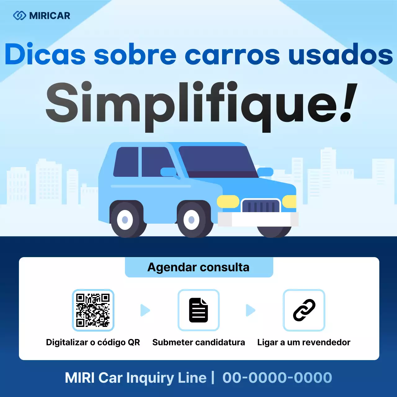 Anúncio de carro simples azul-celeste
