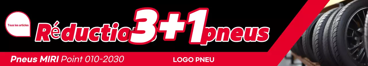 Publicité pour un événement de réduction sur les pneus en surbrillance rouge et noir