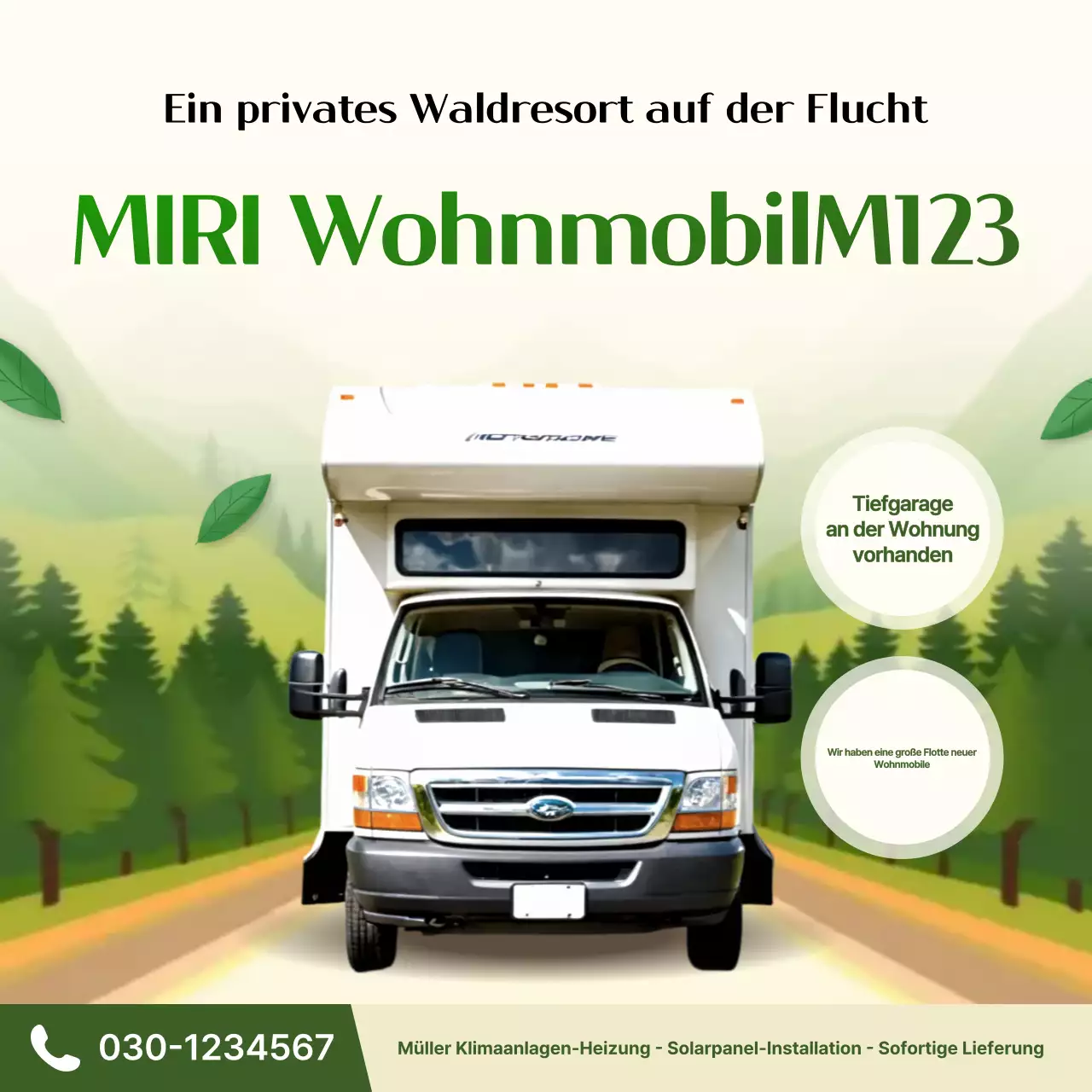 Grüne moderne Wohnmobil-Werbung