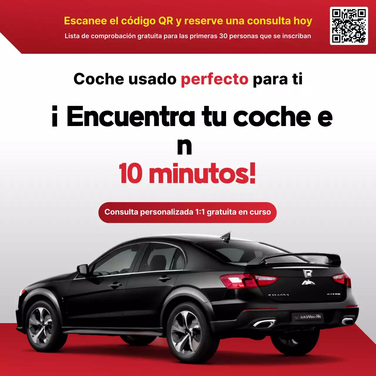 Anuncio de coche moderno rojo