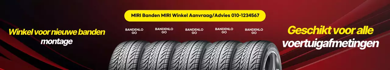 Promotie van een nieuwe luxe bandenmontagewinkel in rood en geel