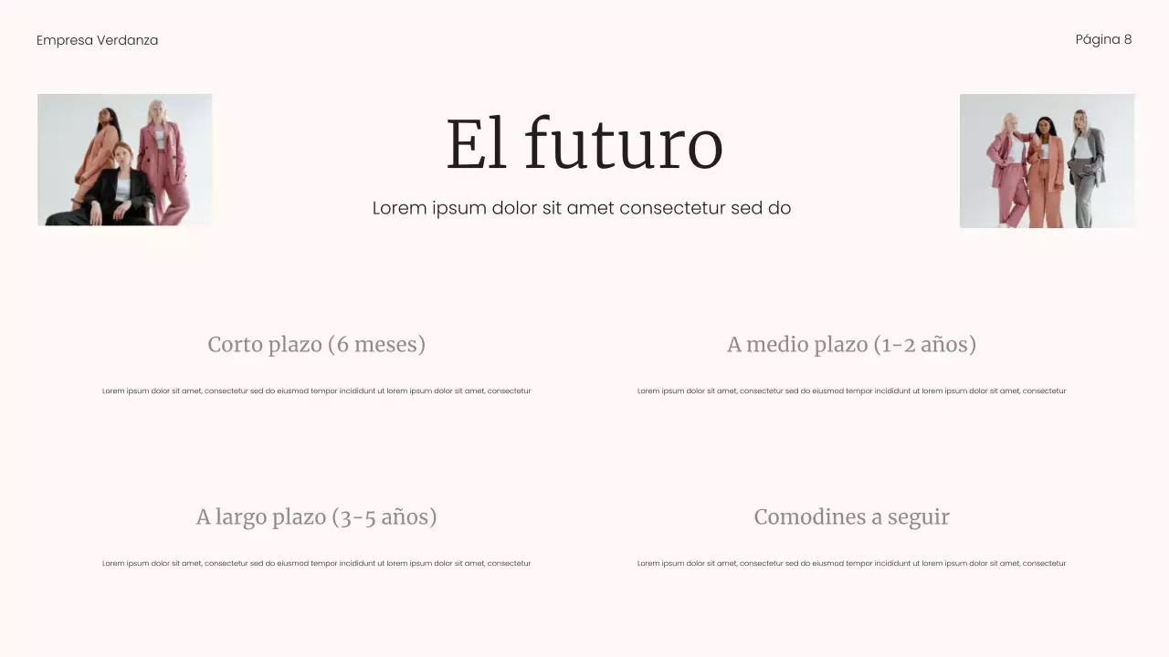 Presentación del informe de tendencias del mercado minimalista en beige y negro