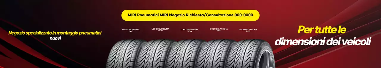 Promozione di un nuovo negozio di montaggio pneumatici di lusso in rosso e giallo