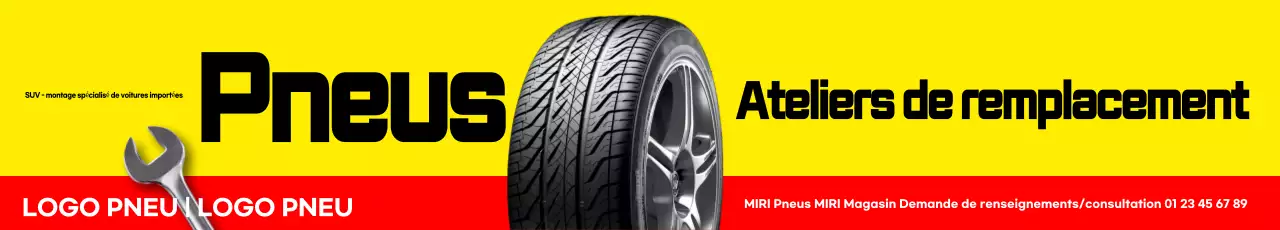 Promotion simple de remplacement de pneus jaunes et rouges dans les magasins spécialisés