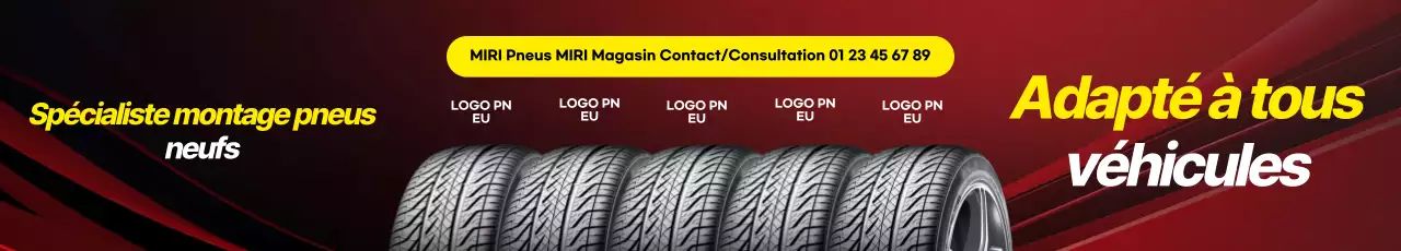 Promotion d'un nouveau magasin de montage de pneus de luxe en rouge et jaune