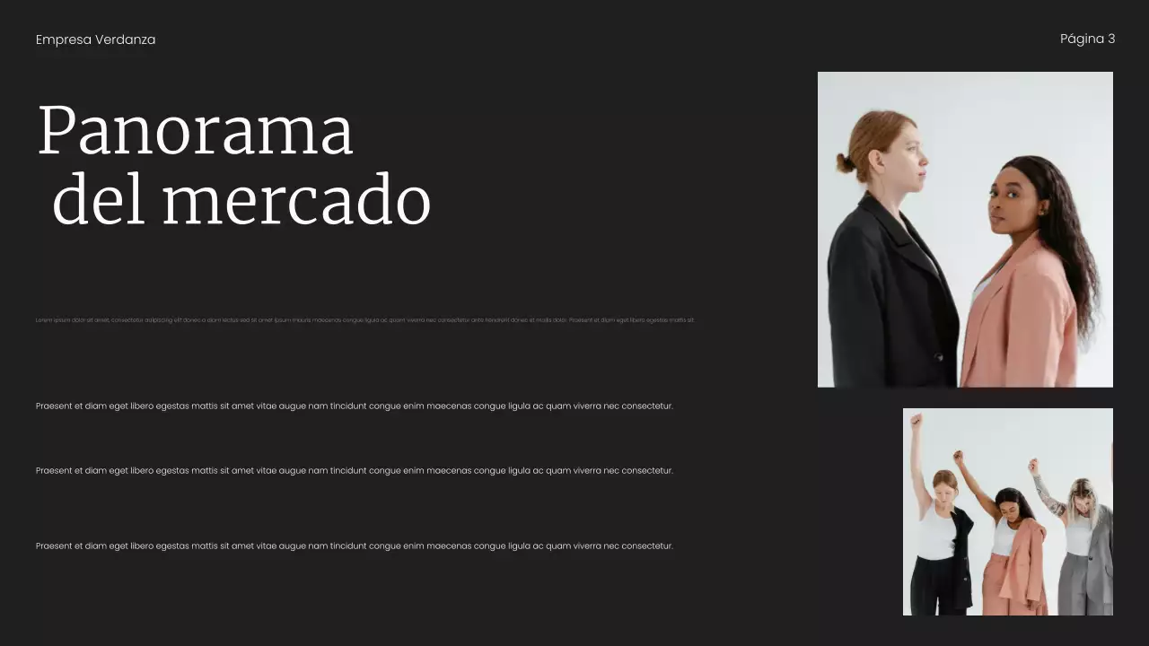 Presentación del informe de tendencias del mercado minimalista en beige y negro