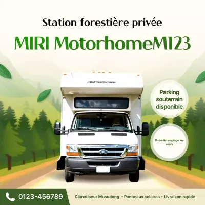 Publicité pour un camping-car moderne et vert