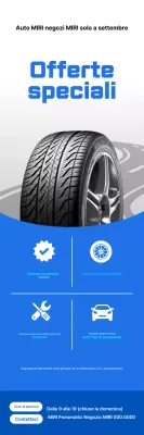 Promozione di un evento di vendita speciale per pneumatici semplici blu e bianchi