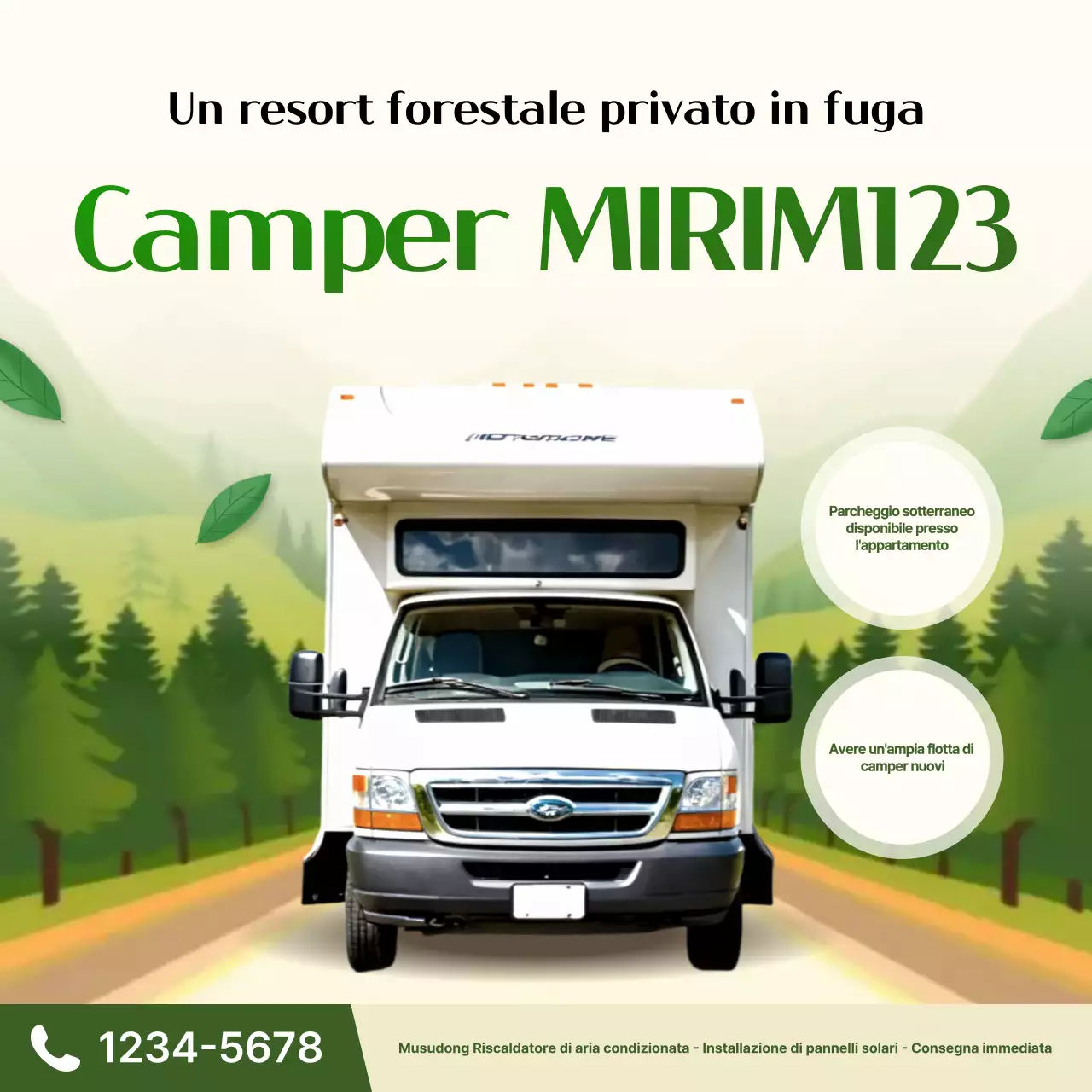 Pubblicità di un camper moderno verde