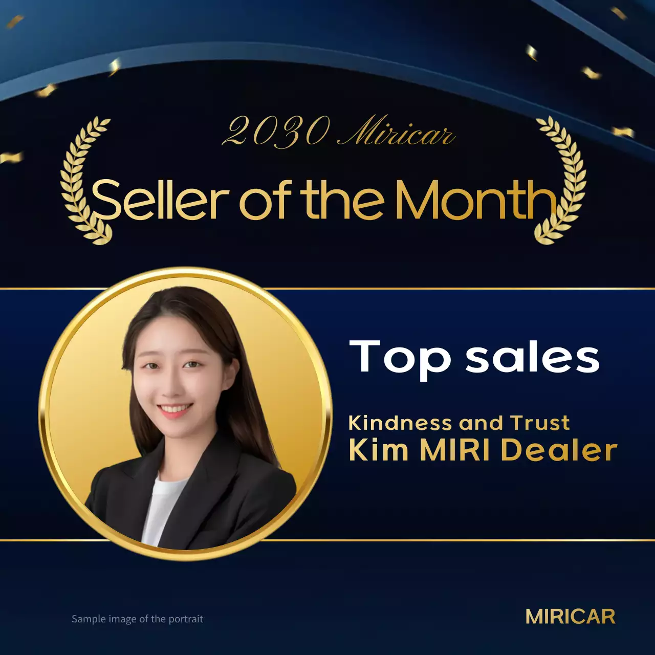 Promoção de concessionária de carros luxuosos azuis e dourados do mês