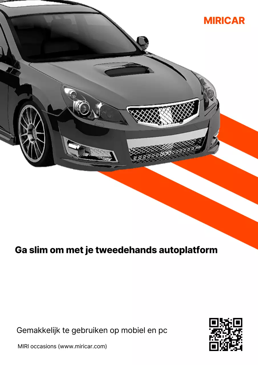 Eenvoudige witte en oranje promotie van een gebruikt autoplatform