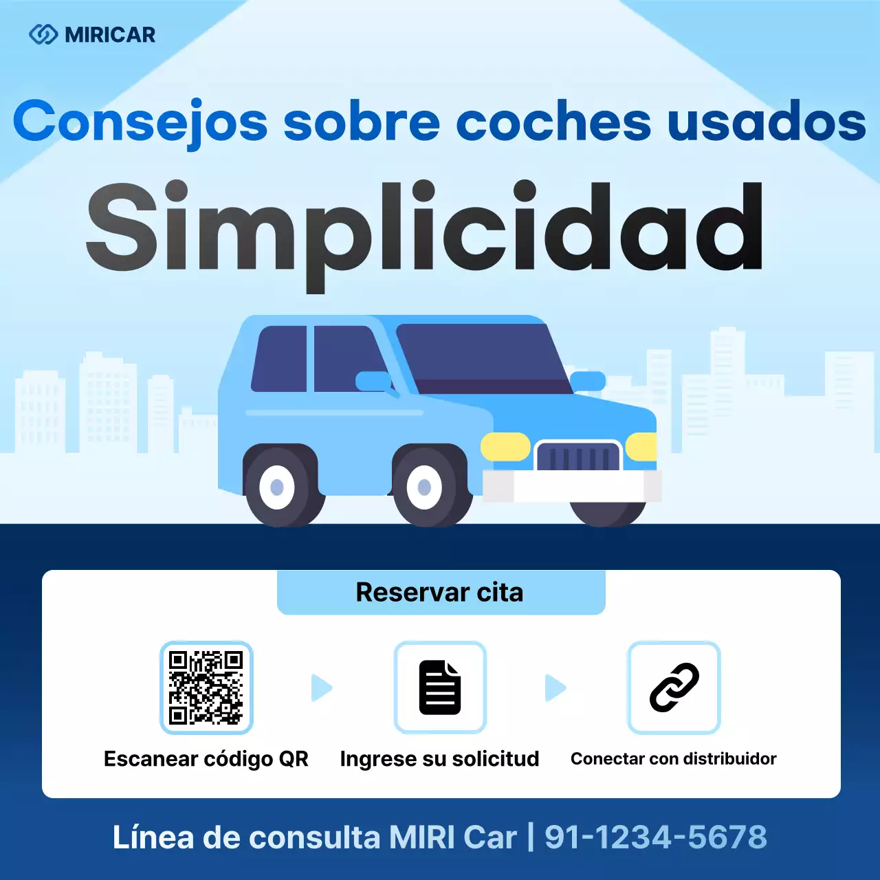 Anuncio de coche sencillo en color azul cielo