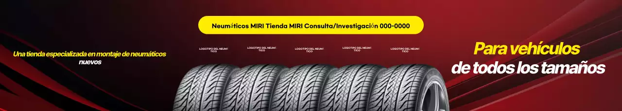 Promoción de una nueva tienda de montaje de neumáticos de lujo en rojo y amarillo