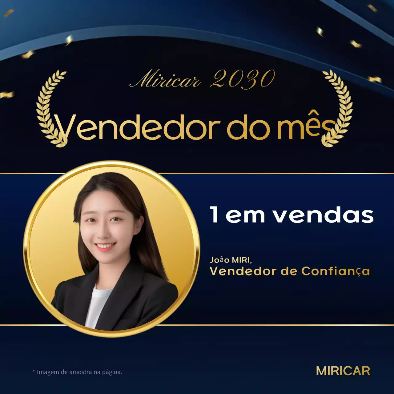 Promoção de concessionária de carros luxuosos azuis e dourados do mês