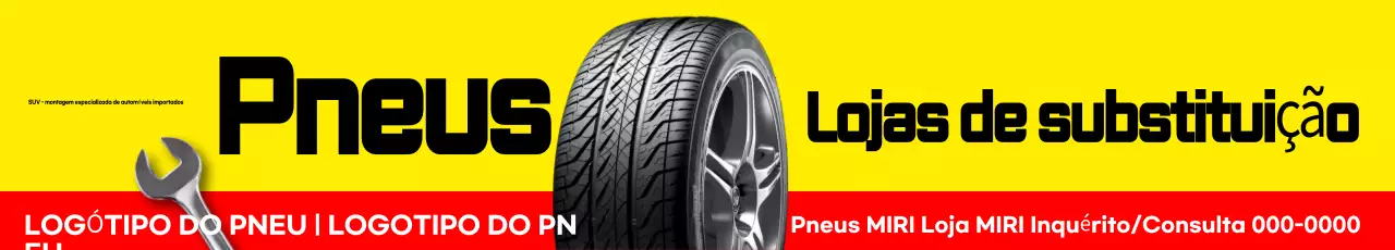 Promoção de loja especializada em substituição de pneus amarelos e vermelhos simples