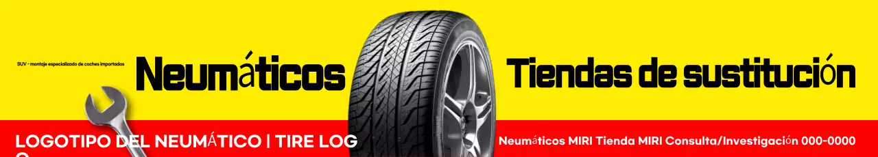Promoción sencilla de reemplazo de neumáticos en amarillo y rojo en tienda especializada