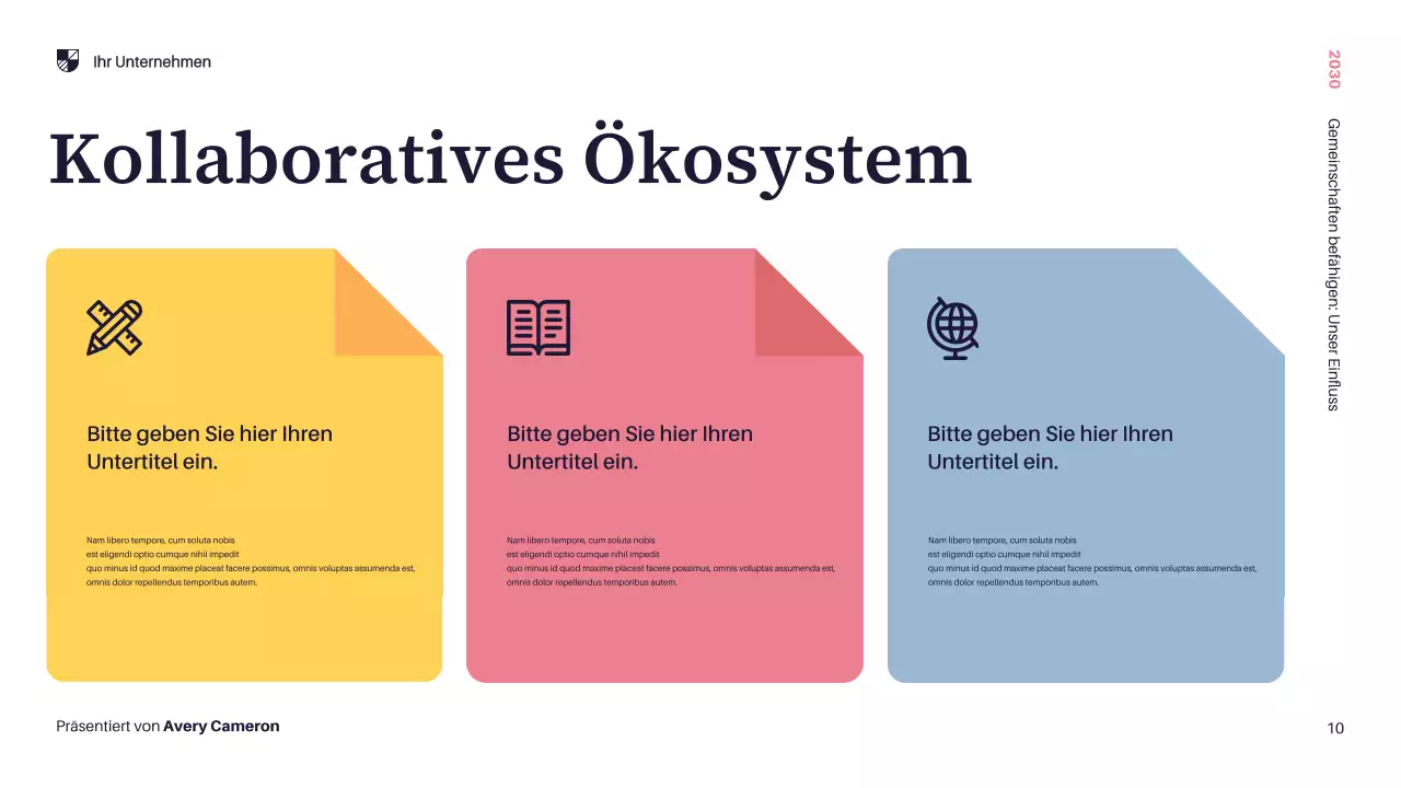 Gelbe Moderne Community-Präsentation