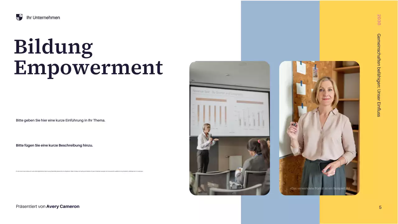 Gelbe Moderne Community-Präsentation