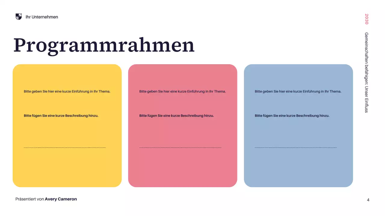 Gelbe Moderne Community-Präsentation