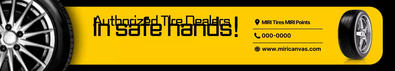 Anúncio de pneu amarelo moderno