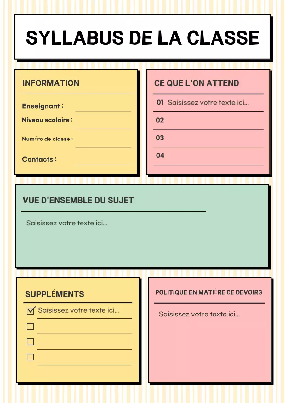 Affiche du programme de cours du planificateur d'éducation minimaliste bleu