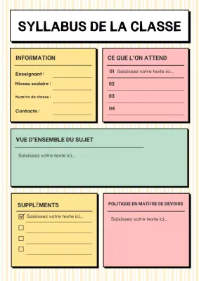 Affiche du programme de cours du planificateur d'éducation minimaliste bleu