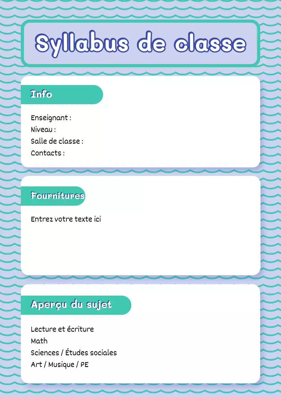 Affiche du guide de classe minimal bleu