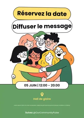Affiche d'événement communautaire moderne jaune-vert