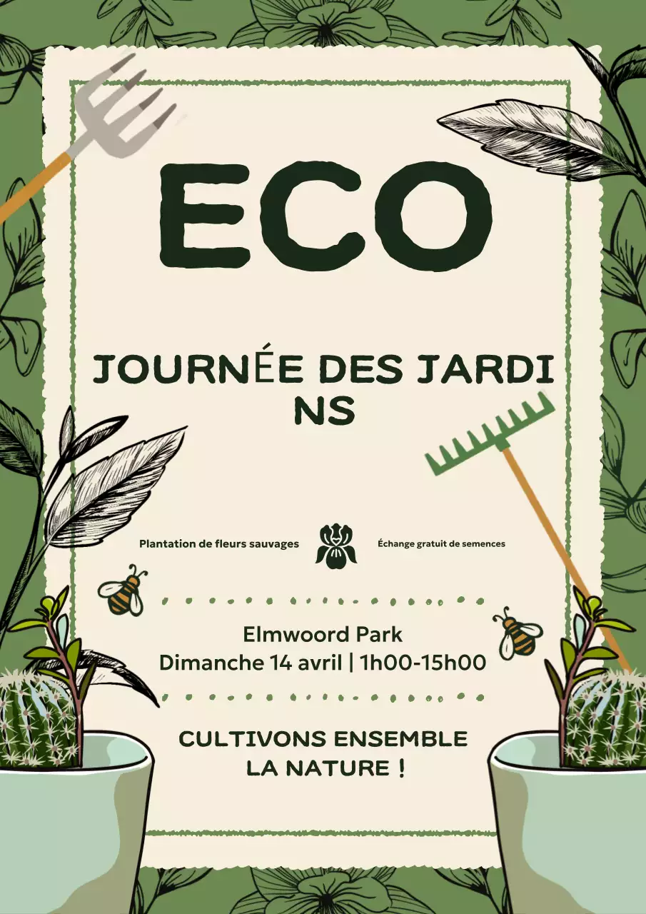 Affiche d'événement de jardin rustique vert